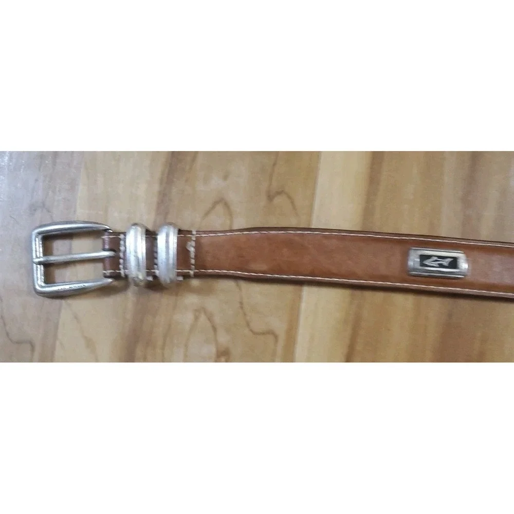 Vintage Greg Noman Brown Leather BELT Golf Shark Logo Conchos Men Size 40‎